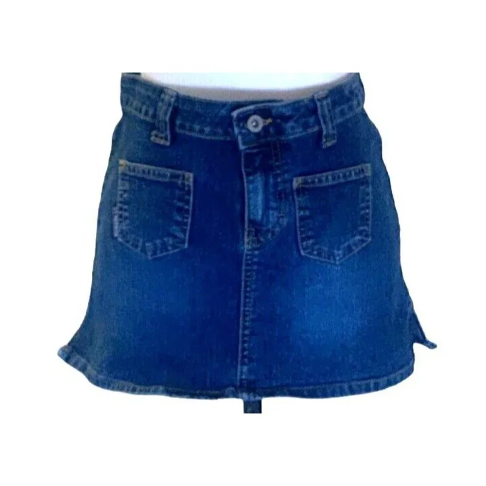 US Polo Assn Womens Mini Denim Jean Skirt Juniors Size 3/4 Blue Pockets